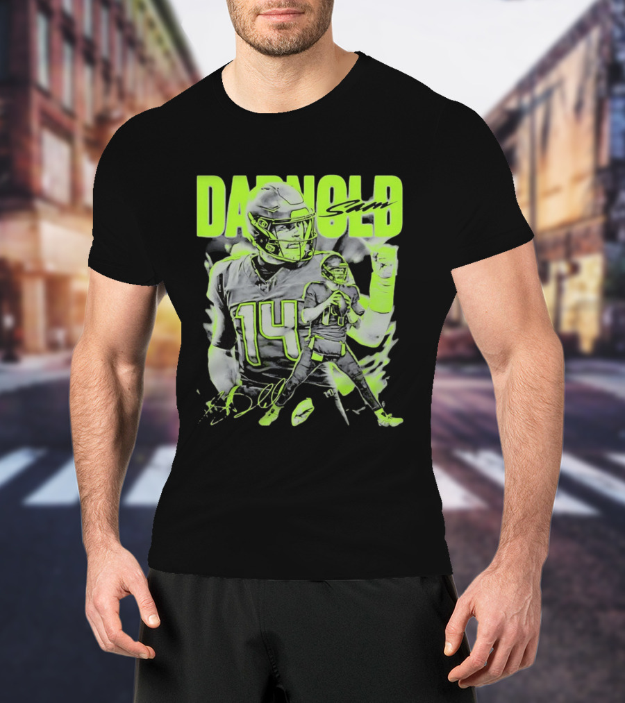 Sam Darnold Seattle Number 14 Neon Sports T-Shirt