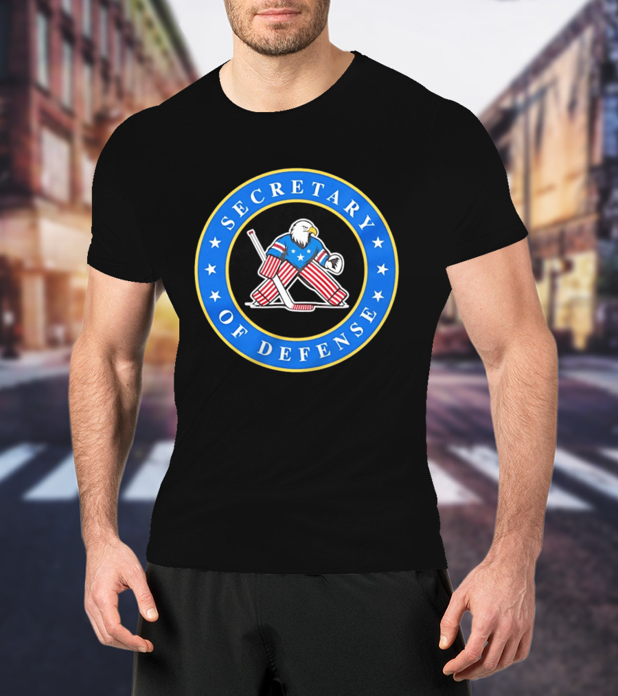 Secretary Of Defense USA Hockey Bald Eagle Goalie Stars Stripes T-Shirt
