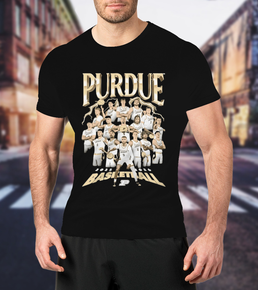 Purdue Boilermakers 2025 2026 Basketball Team Players Collage T-Shirt