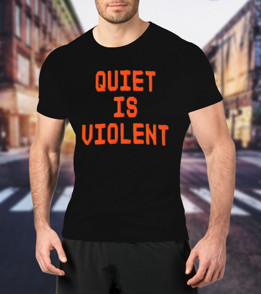 QUIET IS VIOLENT Orange Textual T-Shirt