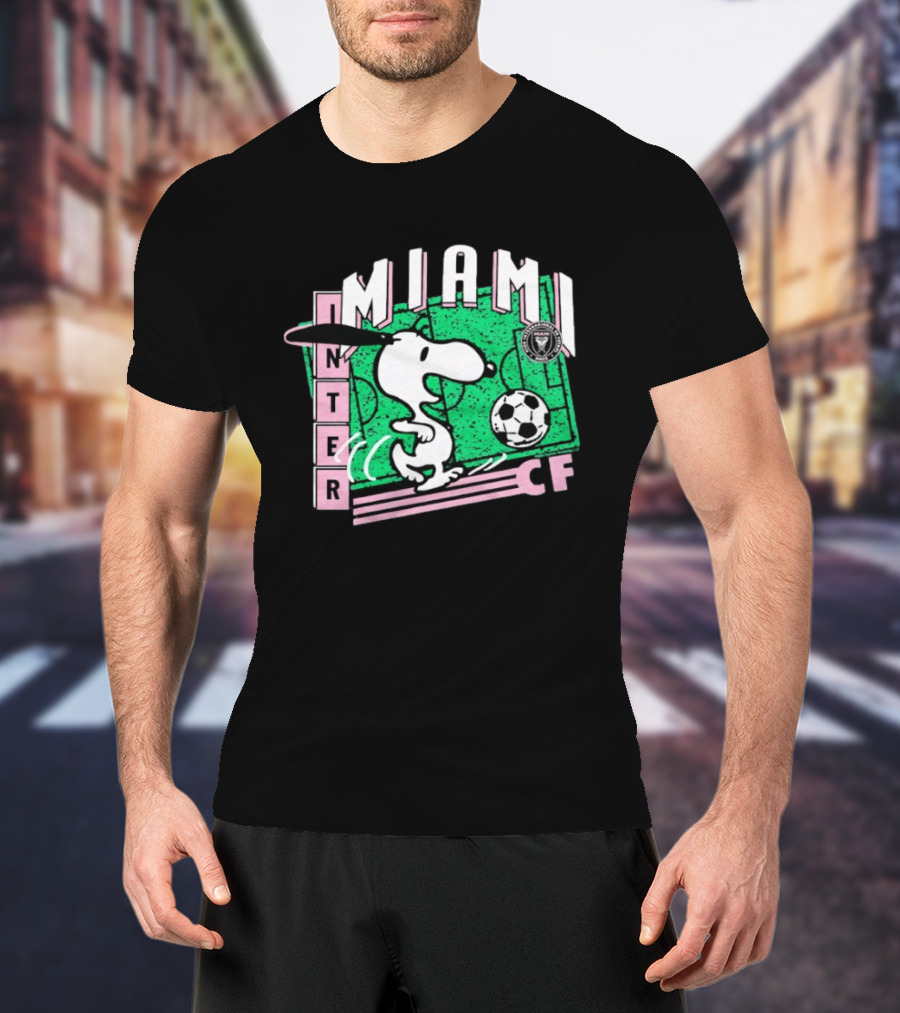 Inter Miami CF Snoopy Soccer Peanuts Collaboration T-Shirt