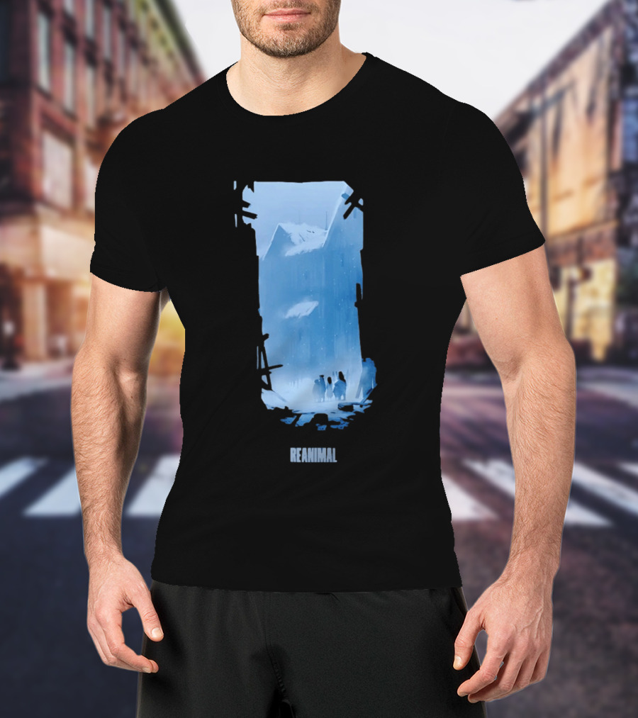 Reanimal Gate Snowy Mountain Scene With Penguins T-Shirt
