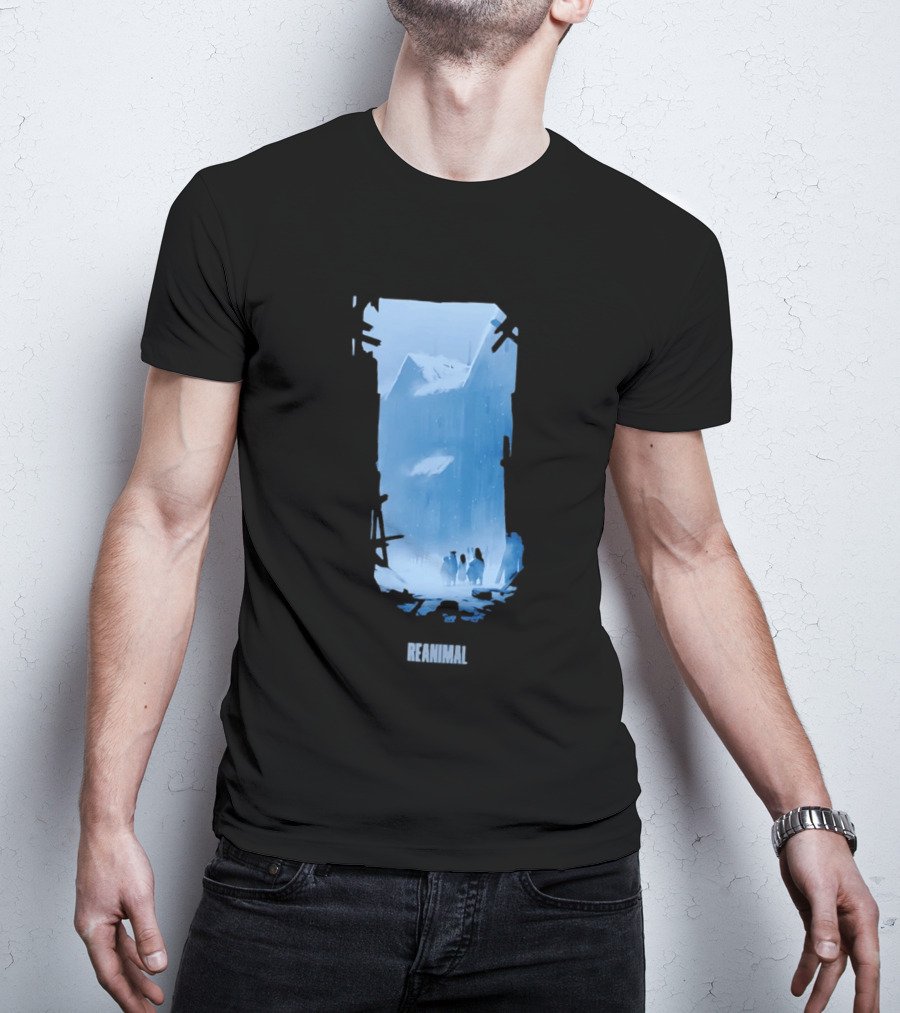Reanimal Gate Snowy Mountain Scene With Penguins T-Shirt