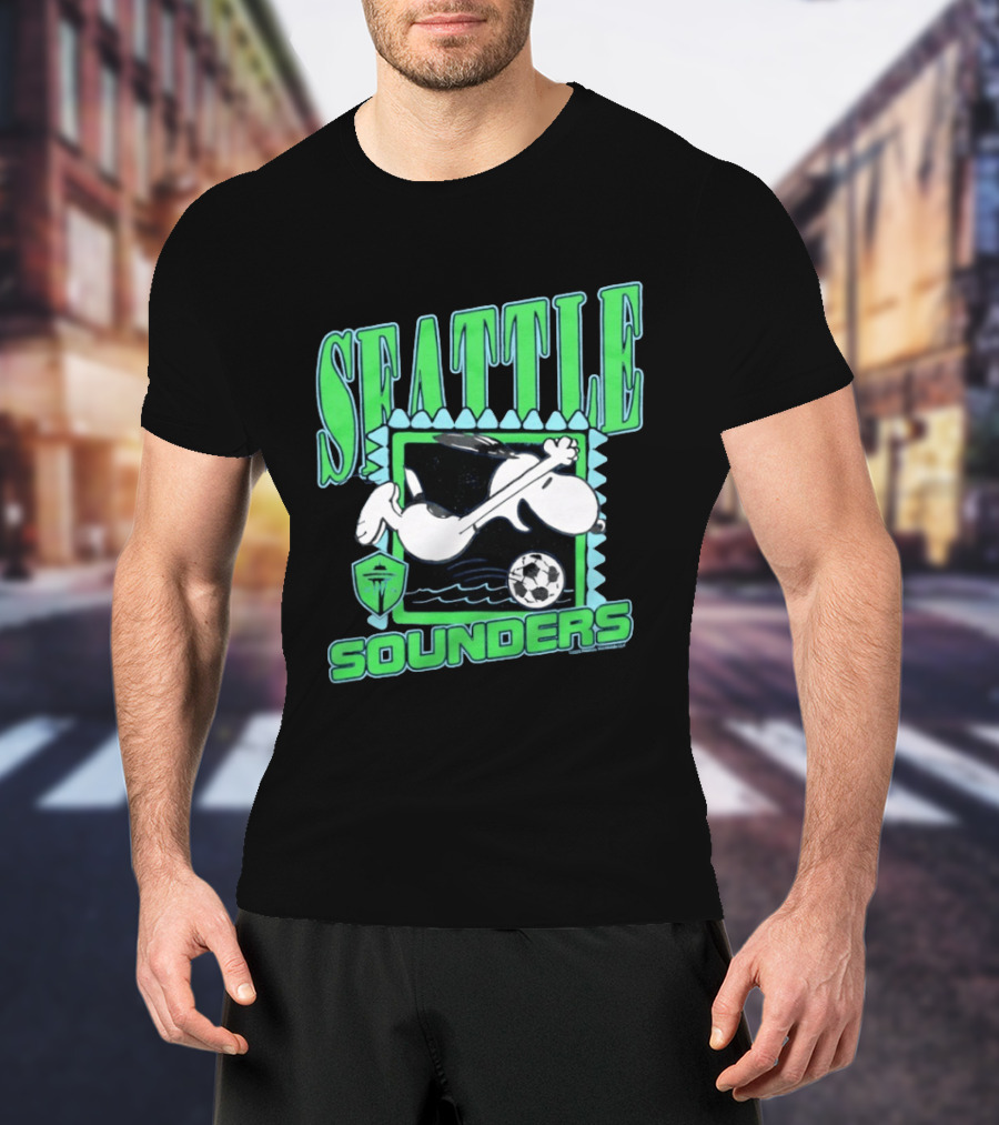 Peanuts Snoopy Seattle Sounders Soccer Collaboration T-Shirt