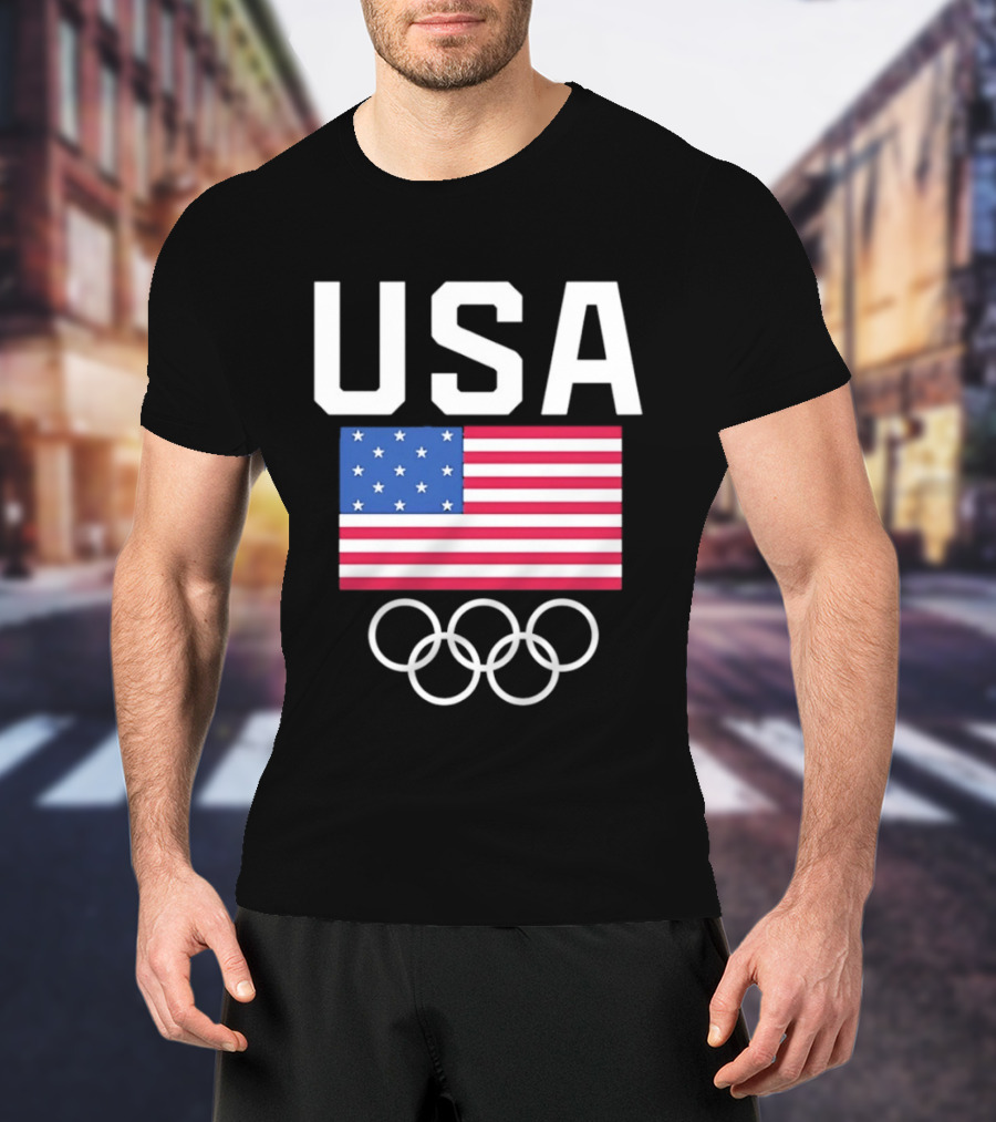 USA Flag Olympic Rings Team USA T-Shirt