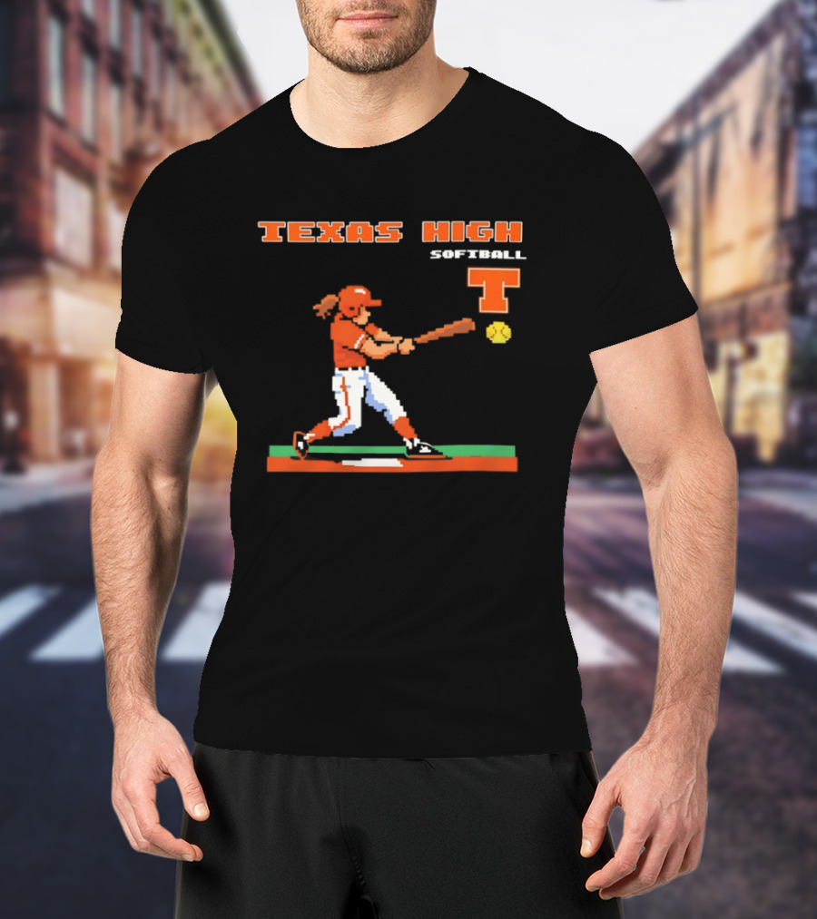 Texas High Softball Player Pixel Art T T-Shirt