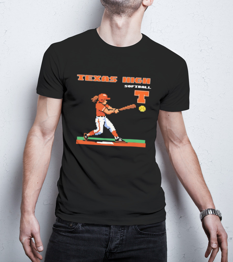 Texas High Softball Player Pixel Art T T-Shirt