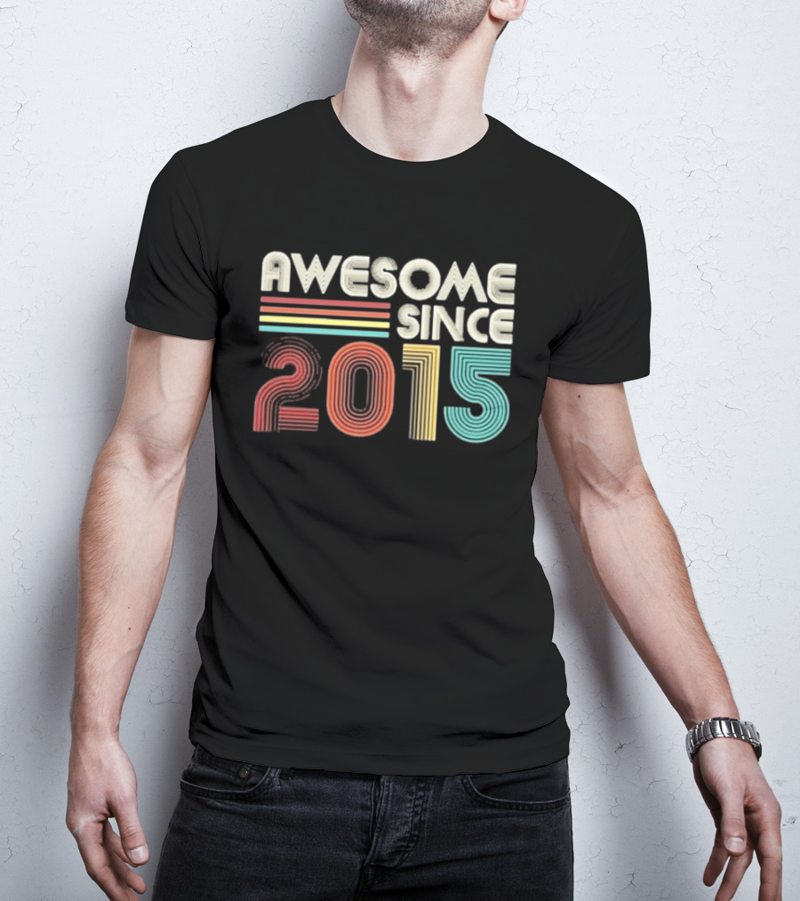 Awesome Since 2015 Retro Stripes T-Shirt