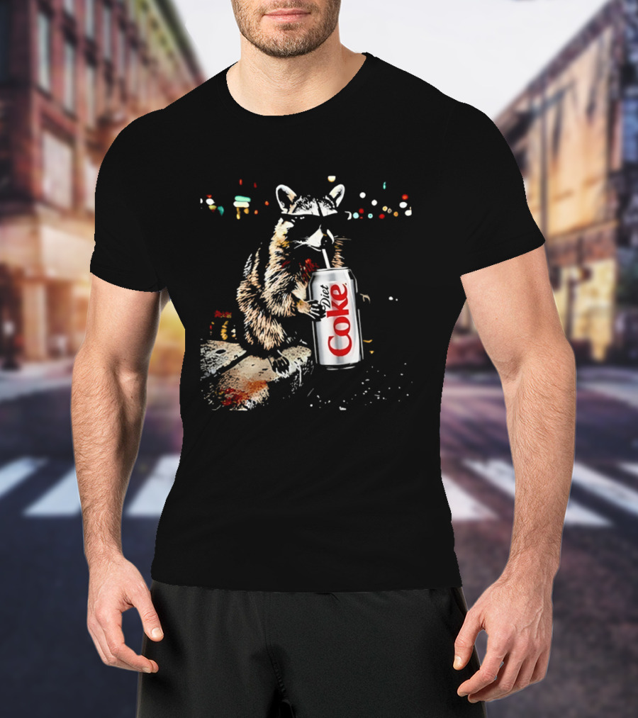 Three Raccoons Holding Diet Coke Can T-Shirt