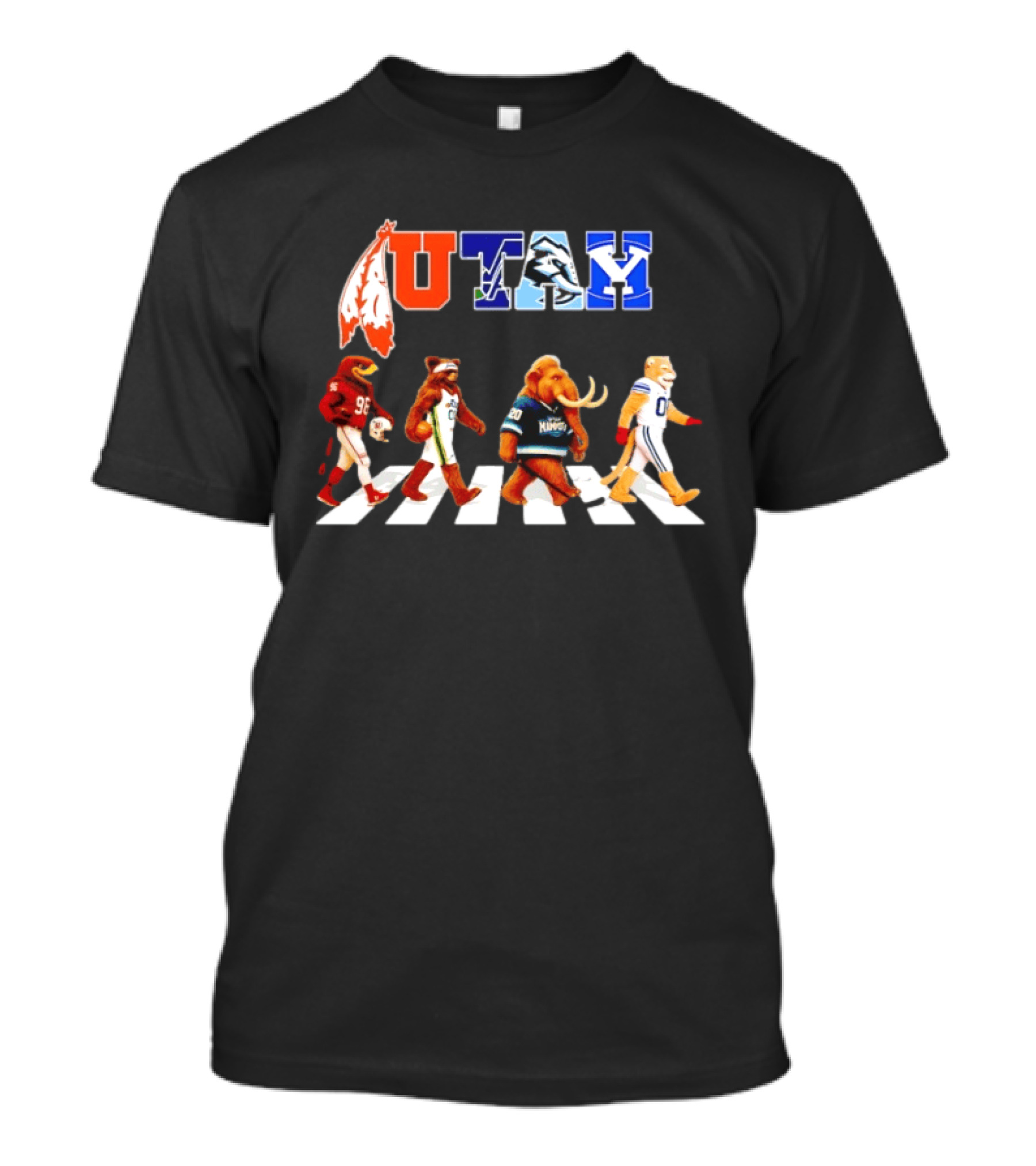 Utah Utes Mammoth Evolution Road Basketball Football Mascots T-Shirt