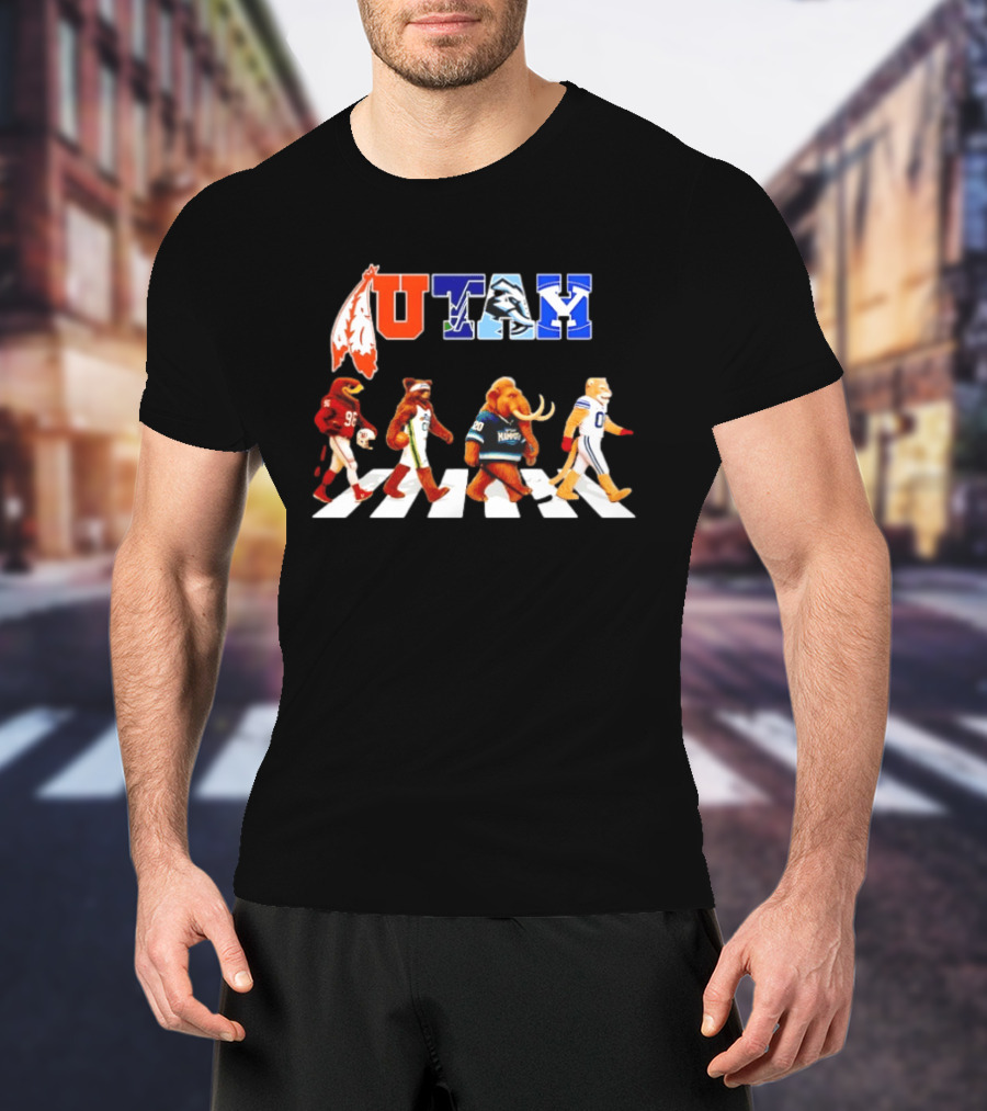 Utah Utes Mammoth Evolution Road Basketball Football Mascots T-Shirt