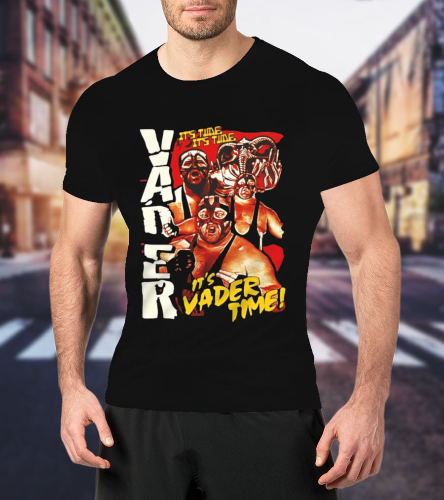 Vader It's Vader Time It's Time Wrestling Mask Collage T-Shirt