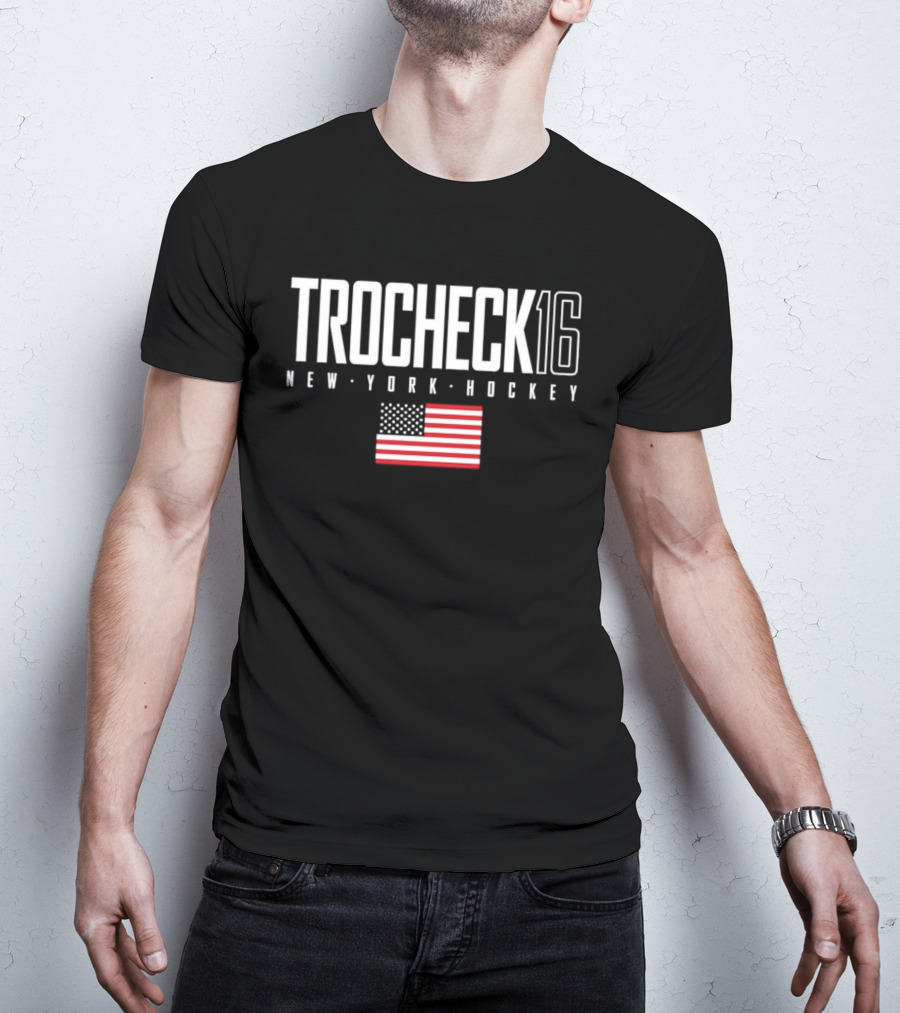 Trocheck 16 New York Hockey USA Flag T-Shirt
