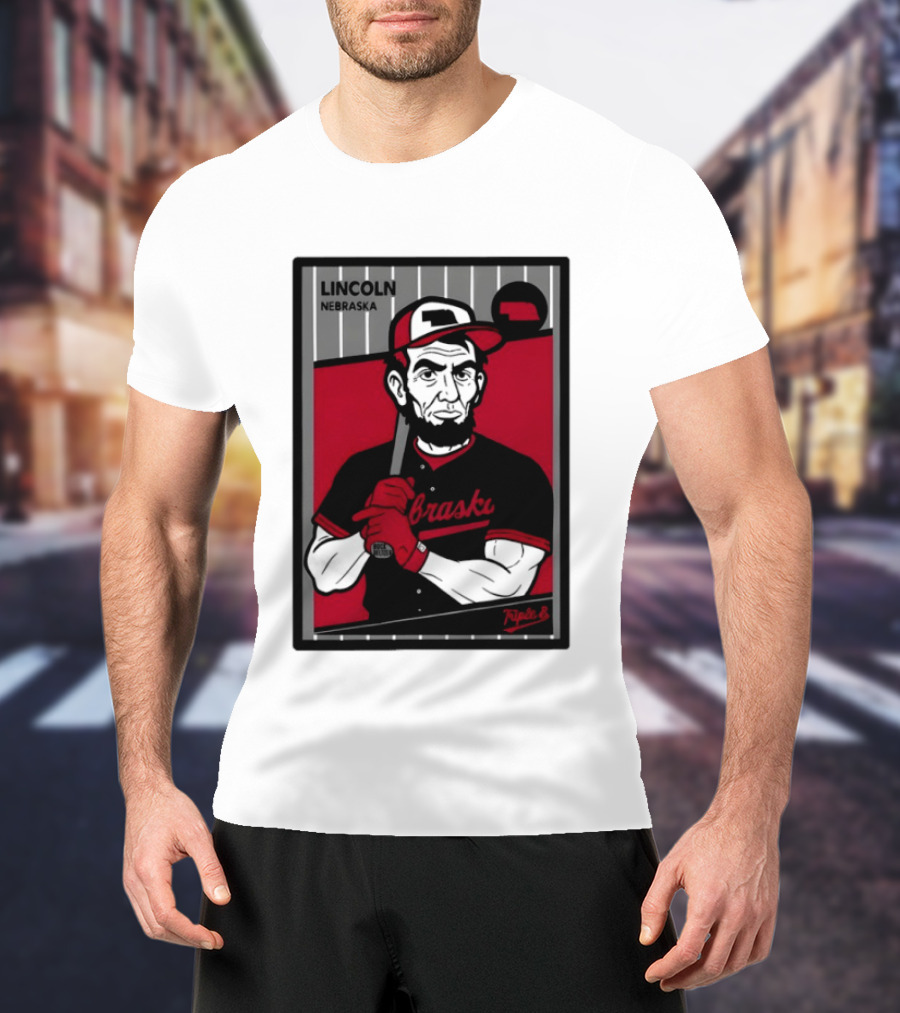 Lincoln Nebraska Cornhuskers Baseball Card Triple B T-Shirt