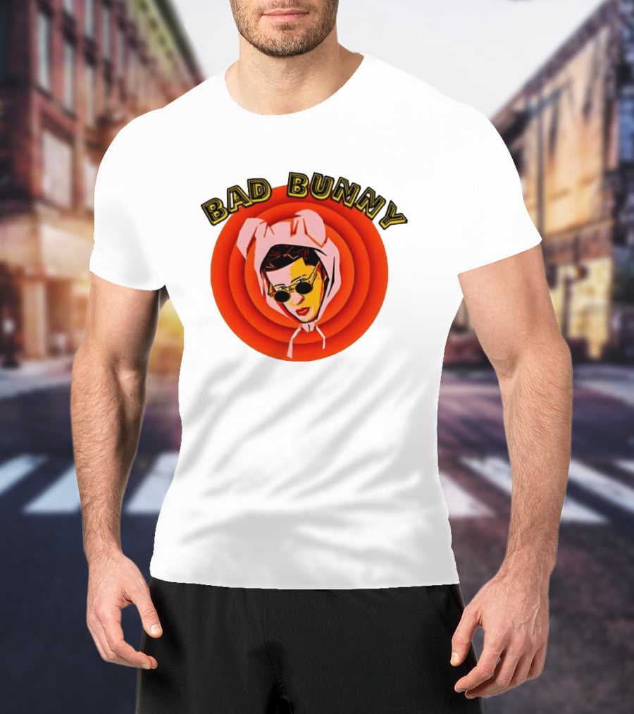 Bad Bunny Style Cartoon Character Image T-Shirt