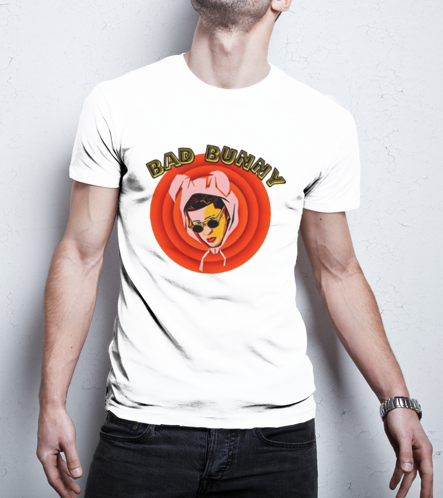Bad Bunny Style Cartoon Character Image T-Shirt