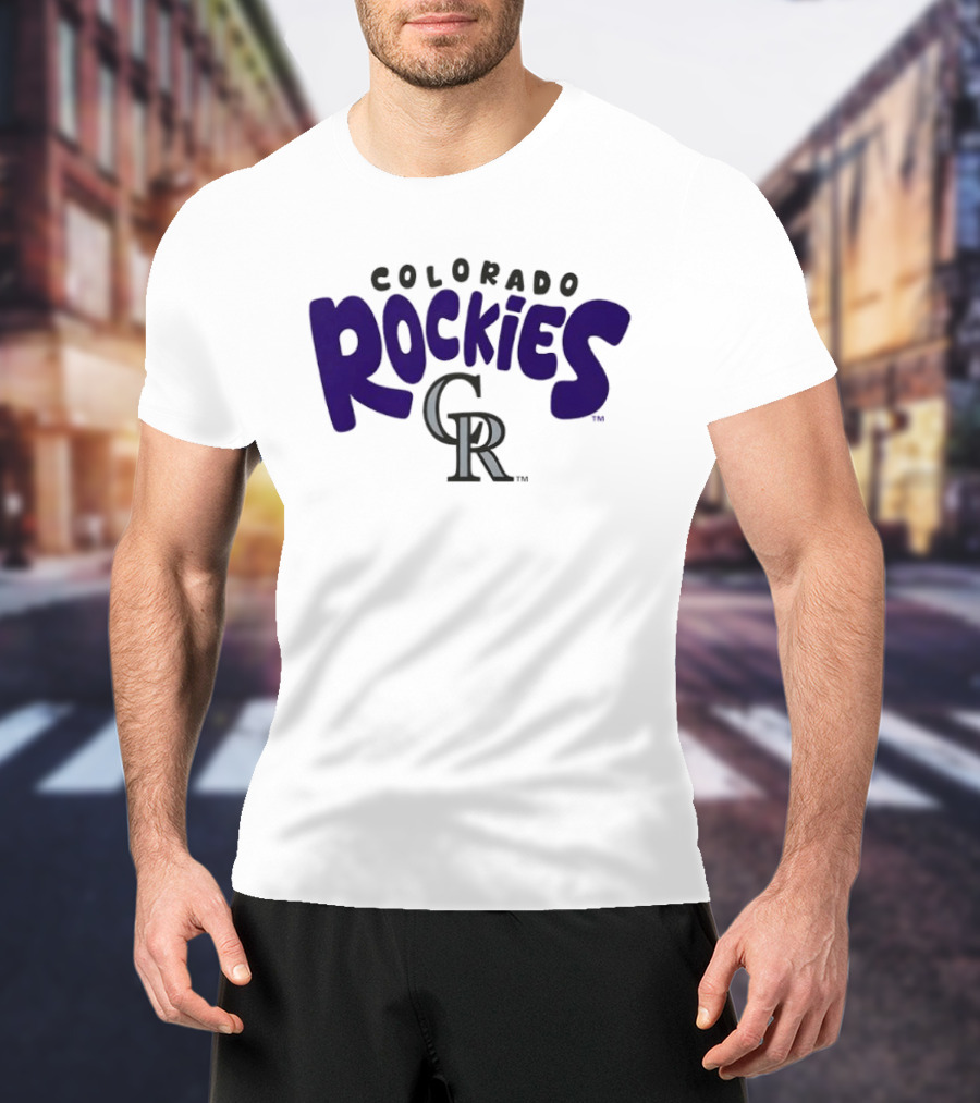 Colorado Rockies Bubble Text Crew Neck T-Shirt