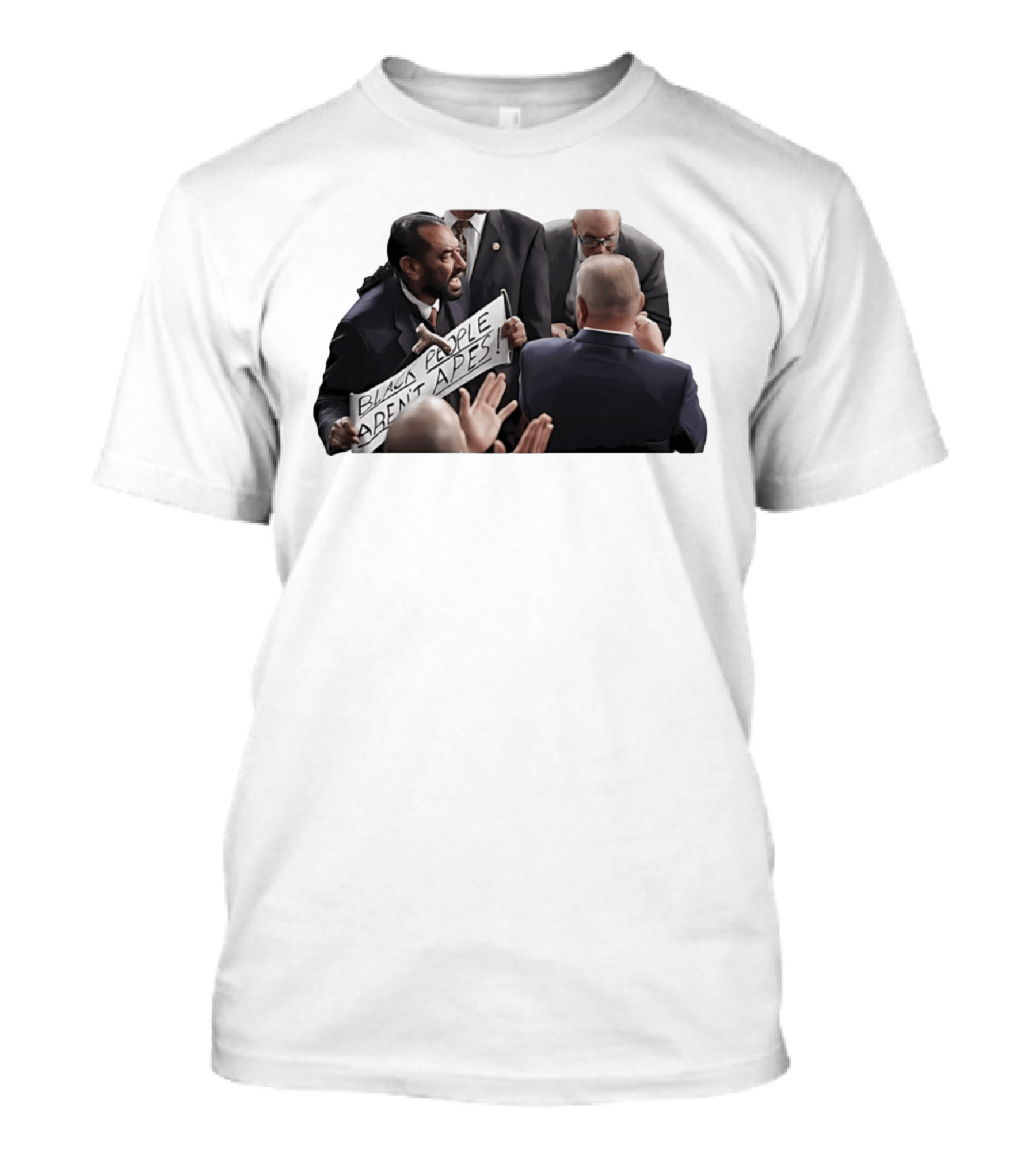 Black People Aren't Apes Protest Sign In Political Debate Scene T-Shirt