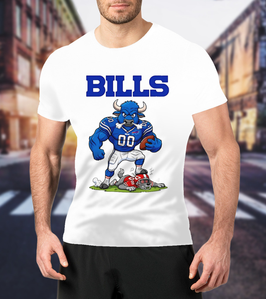 Buffalo Bills Mascot Defeats Kansas City Chiefs Rivalry NFL Football T-Shirt