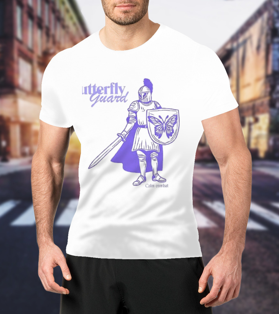 Butterfly Guard Calm Combat Knight With Shield And Sword T-Shirt