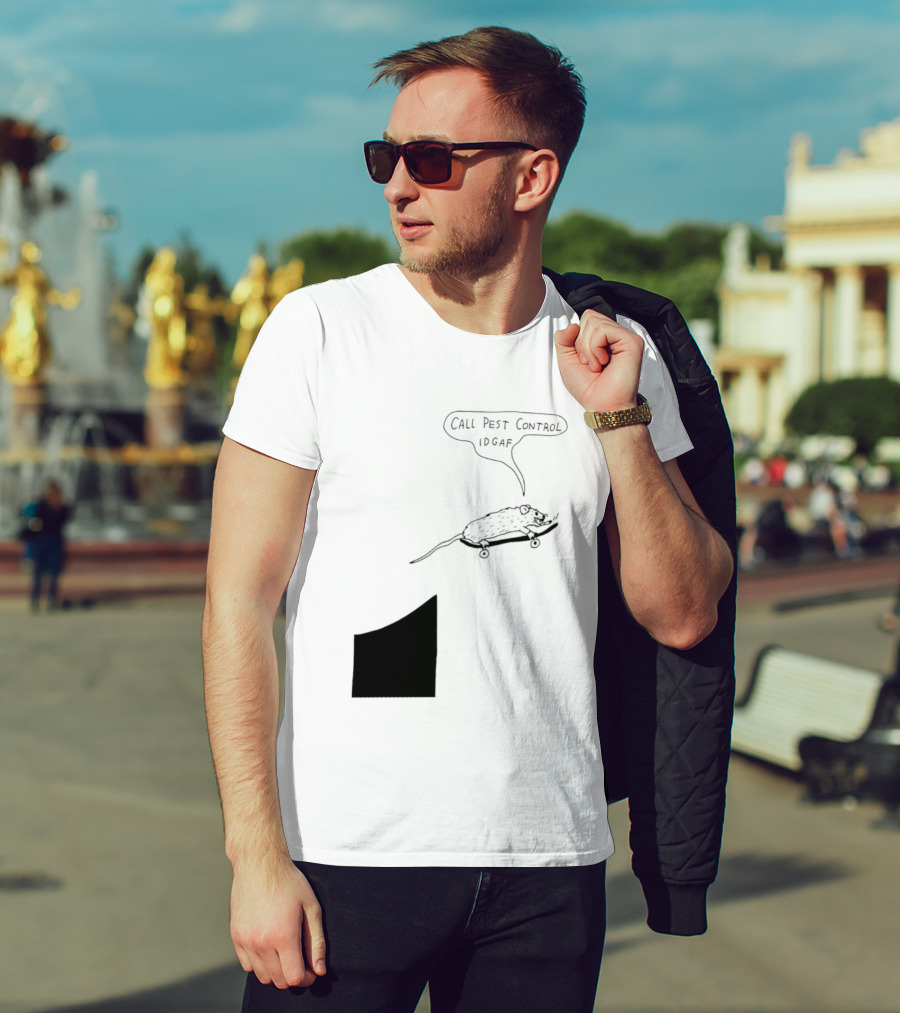 Call Pest Control IDGAF Rat On Skateboard T-Shirt