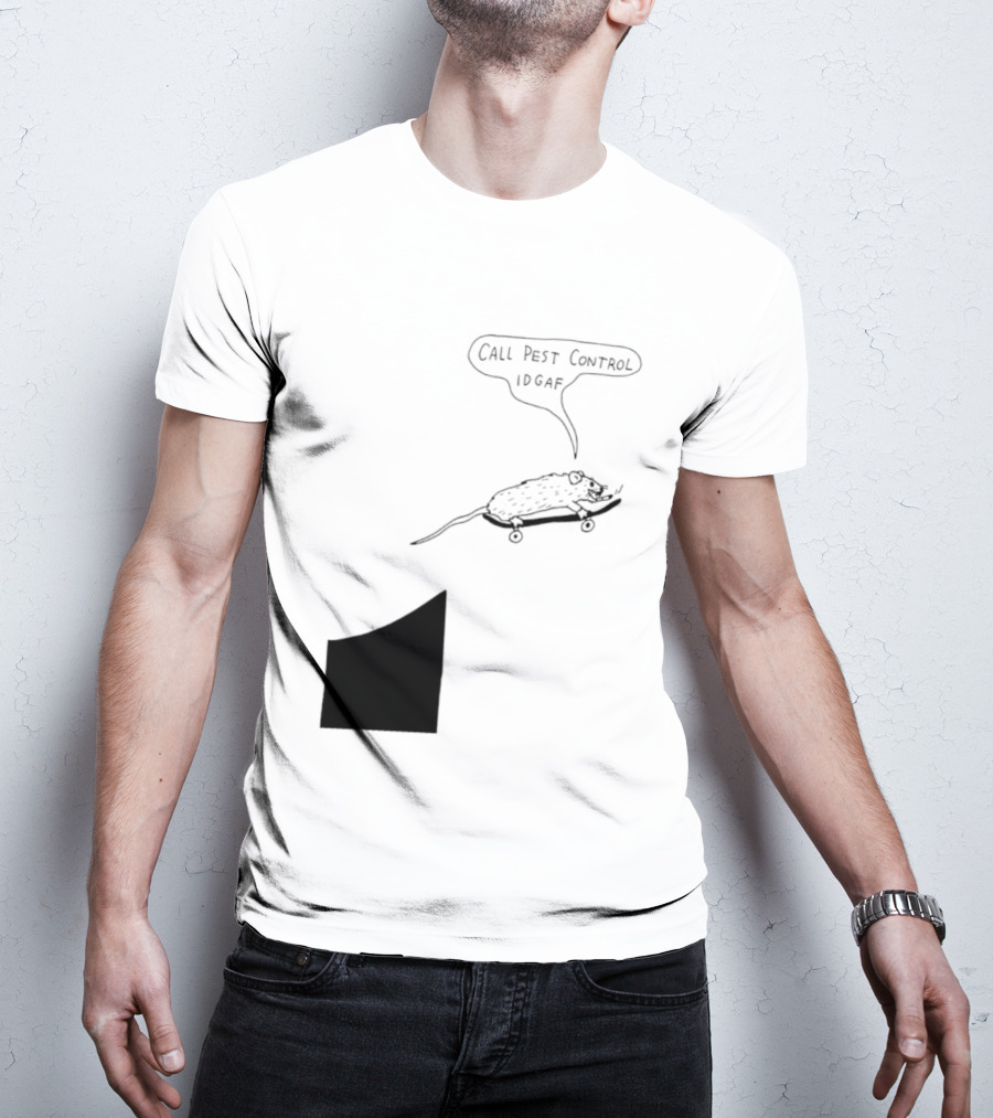 Call Pest Control IDGAF Rat On Skateboard T-Shirt