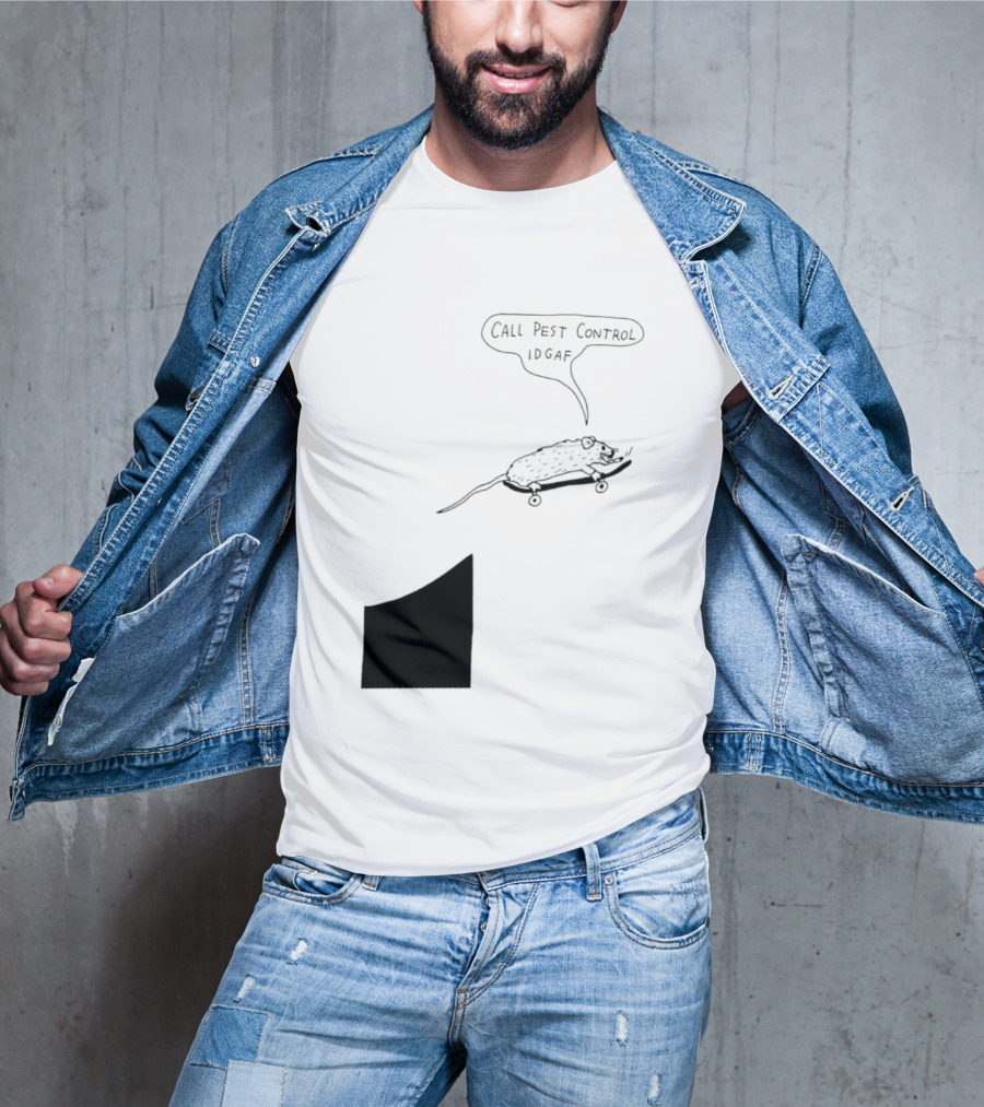 Call Pest Control IDGAF Rat On Skateboard T-Shirt