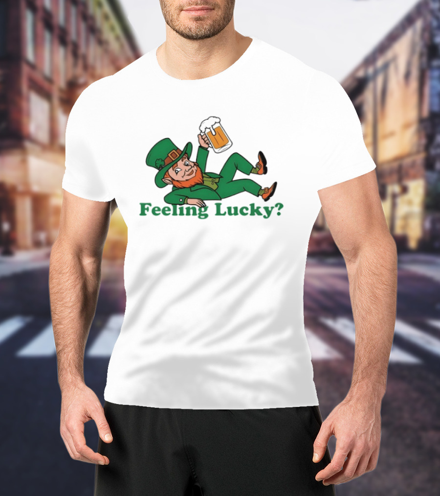 Feeling Lucky Leprechaun With Beer St Patrick's Day T-Shirt