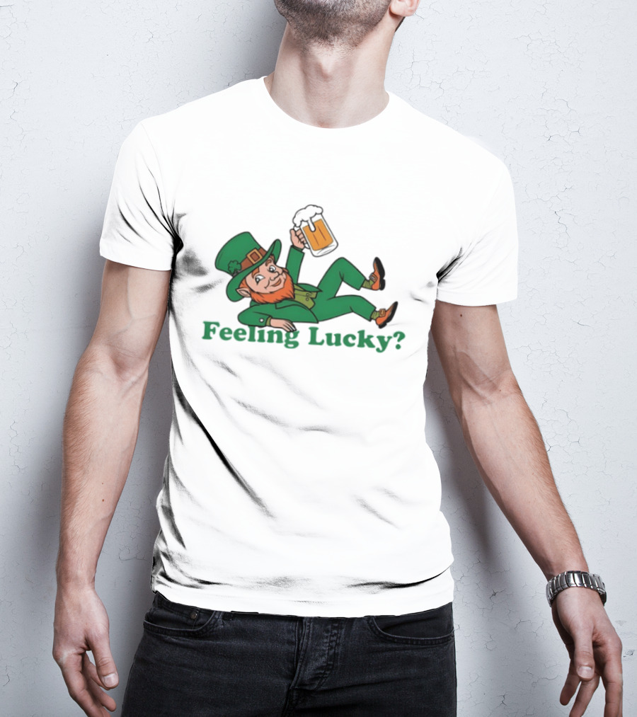 Feeling Lucky Leprechaun With Beer St Patrick's Day T-Shirt