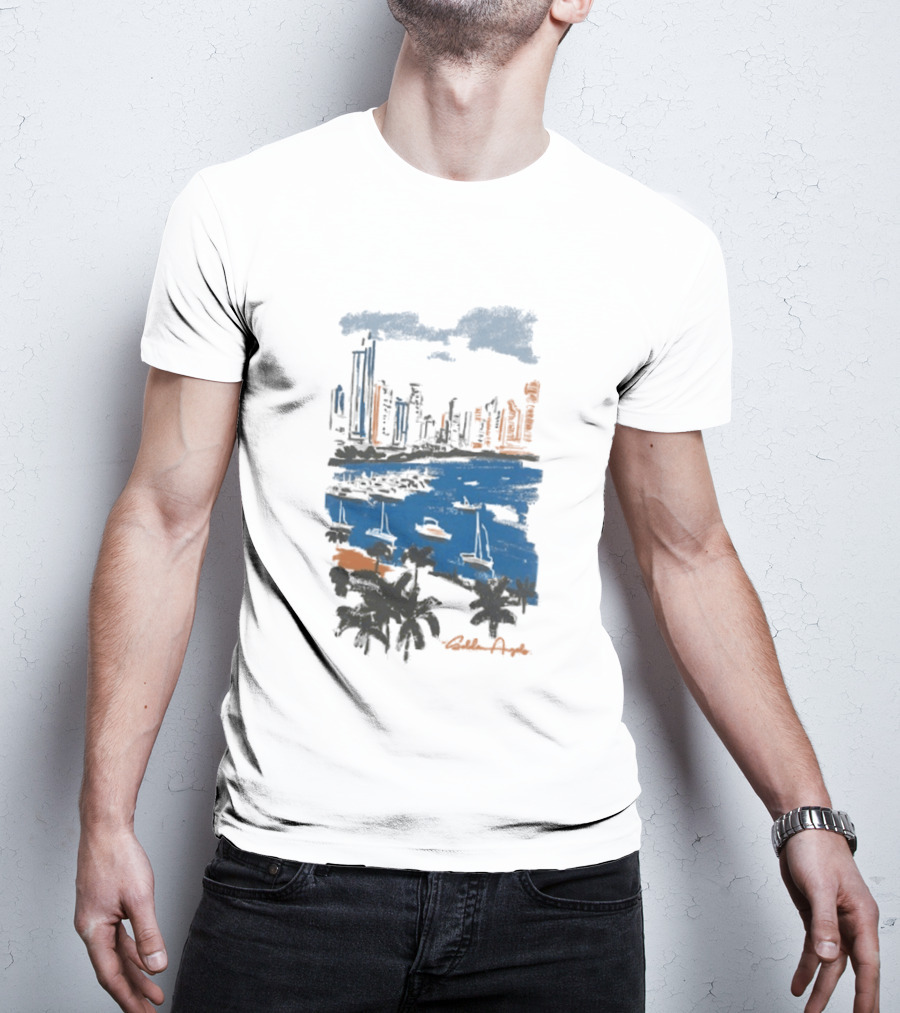 Golden Angels The Bay Yacht Club Scenic Skyline Waterfront T-Shirt