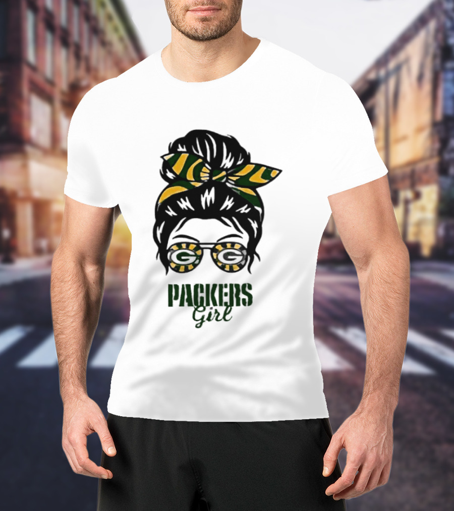 Green Bay Packers Girl Messy Bun Style 2026 T-Shirt