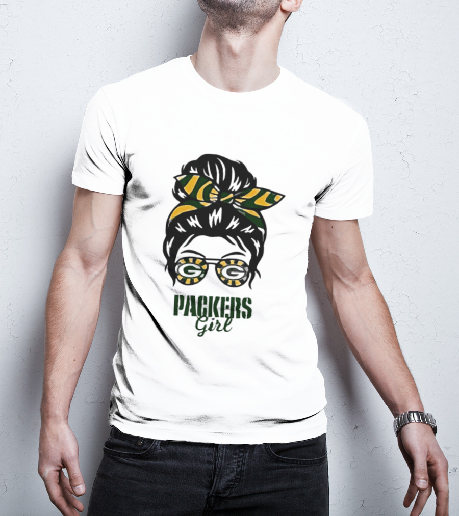 Green Bay Packers Girl Messy Bun Style 2026 T-Shirt