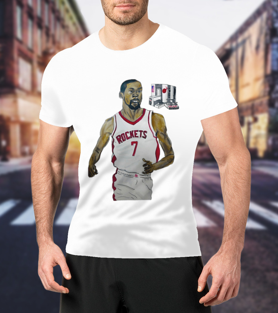 Houston Rockets 7 KD Illustration With Space Shuttle T-Shirt
