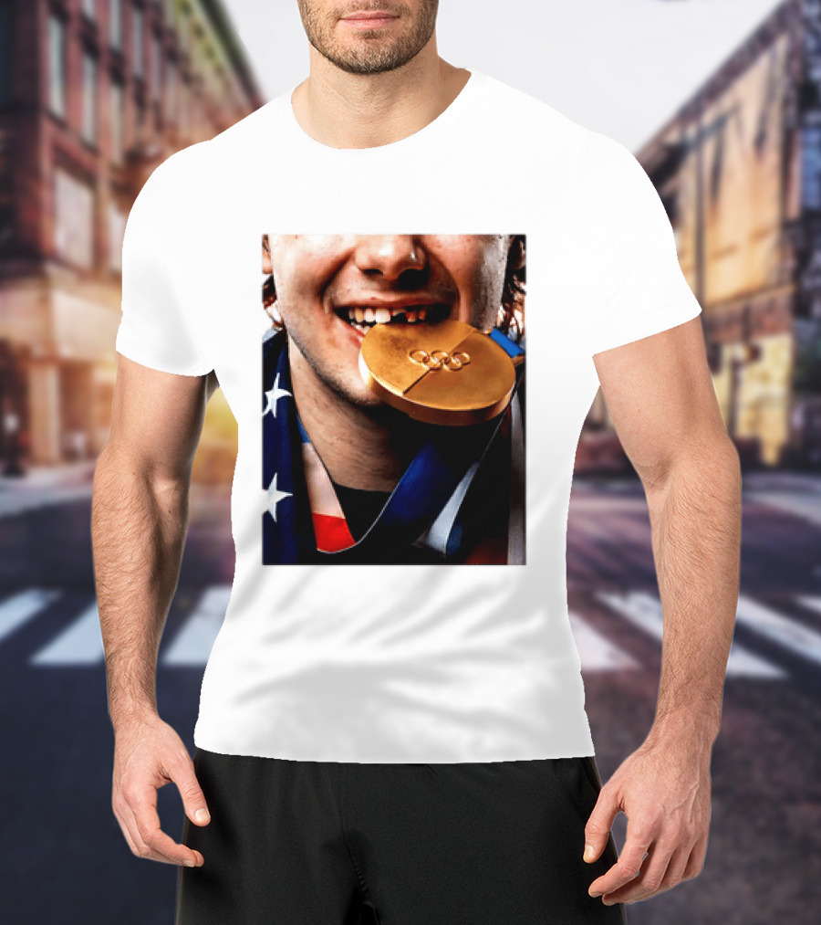 Jack Hughes Teeth Gold Medal 2026 Milano Cortina Winter Olympics T-Shirt