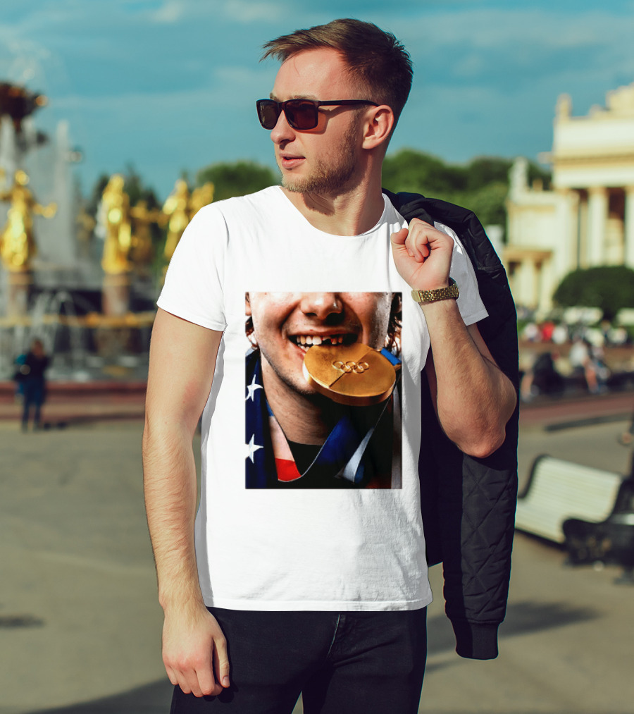 Jack Hughes Teeth Gold Medal 2026 Milano Cortina Winter Olympics T-Shirt