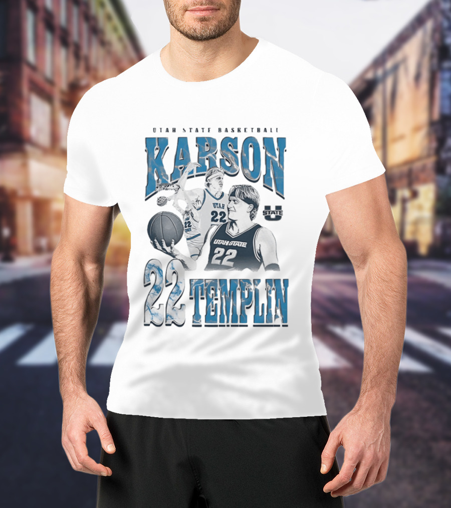Utah State Basketball Karson Templin 22 Utah State Aggies T-Shirt