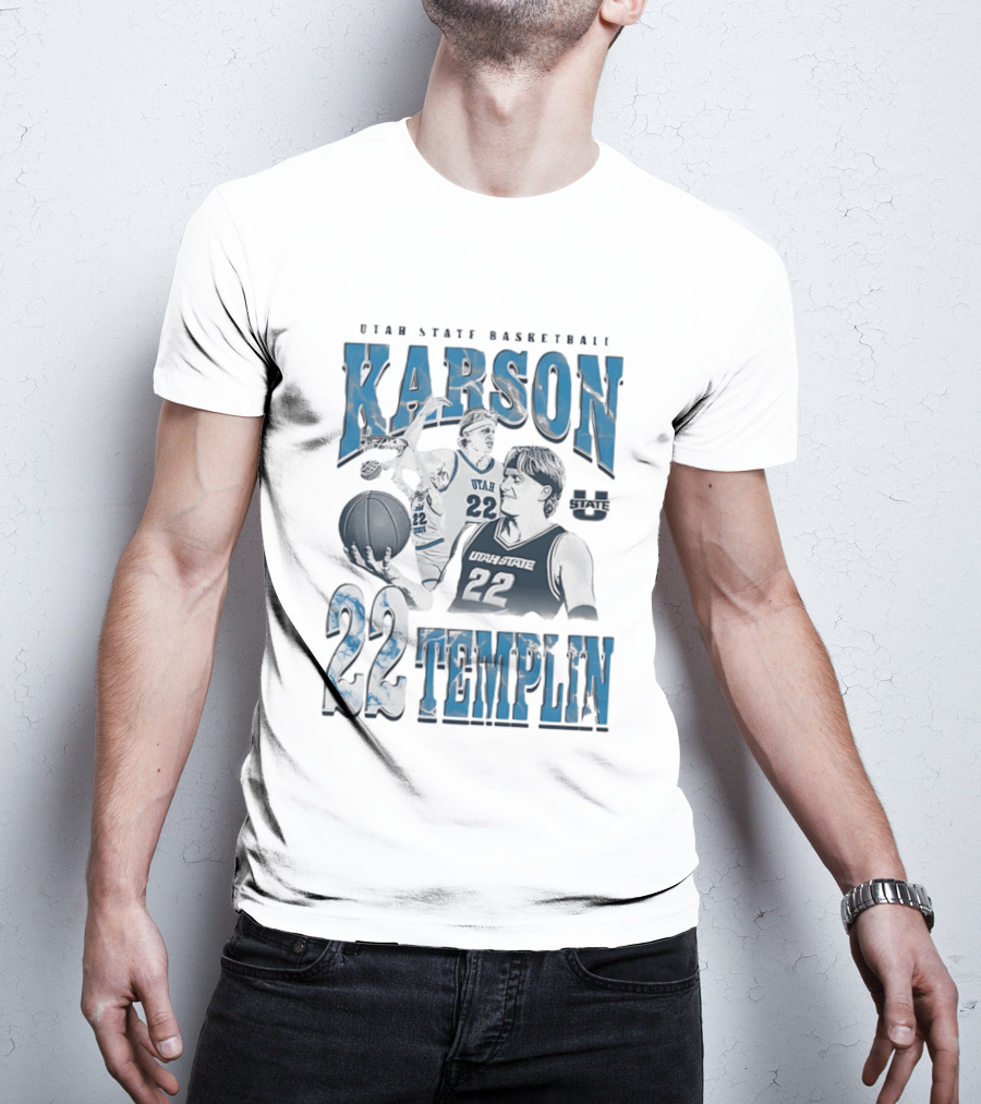 Utah State Basketball Karson Templin 22 Utah State Aggies T-Shirt