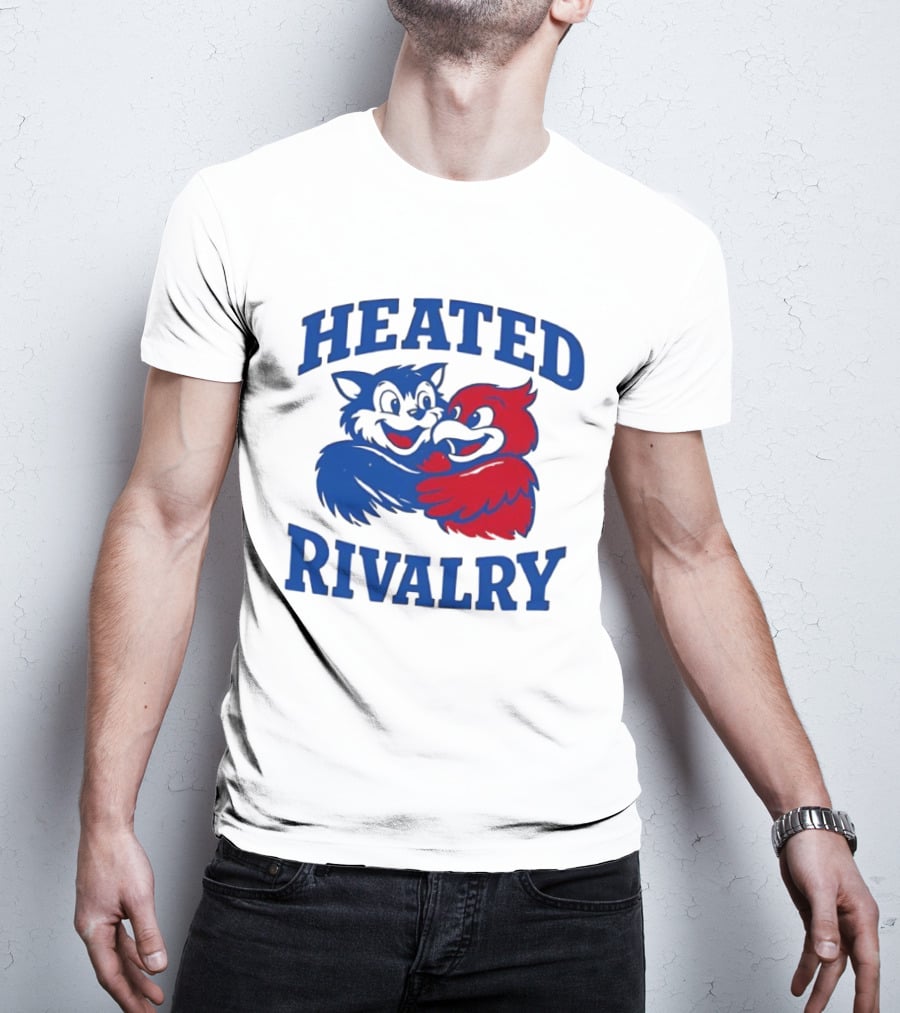 Heated Rivalry Kentucky Wildcats Louisville Cardinals Hugging Cartoon T-Shirt