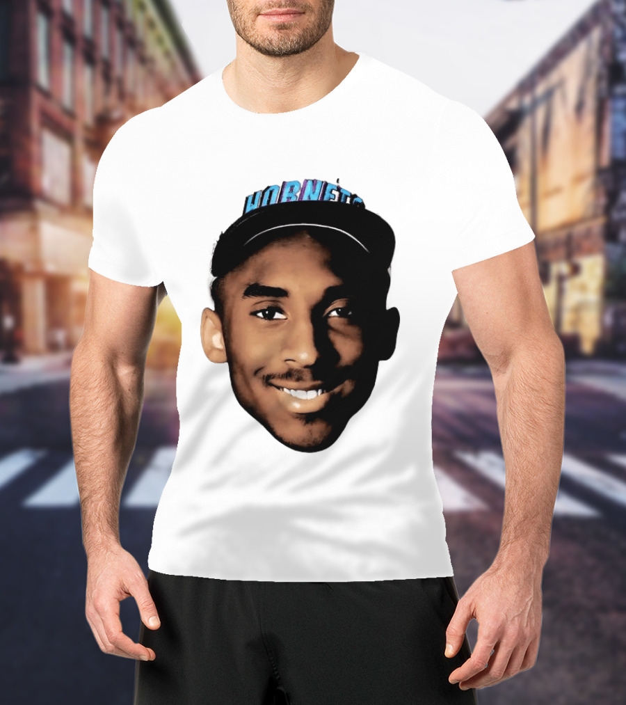 Kobe Bryant Draft Day Hornets Cap Big Face T-Shirt