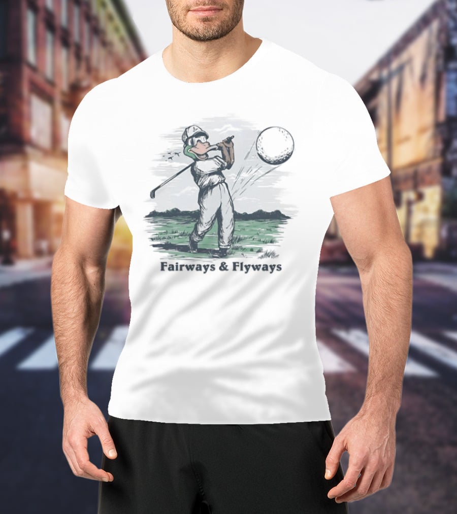 Mallard Duck Golf Swing Fairways And Flyways Moonlit Scene T-Shirt