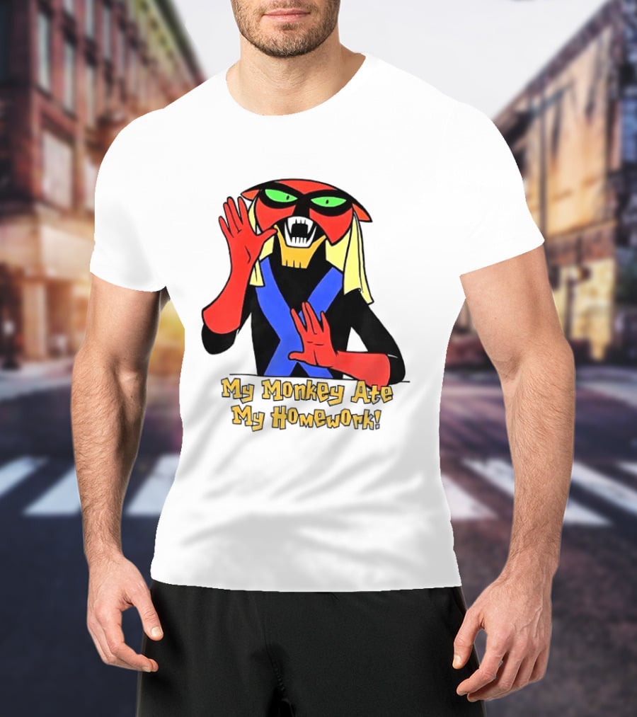 My Monkey Ate My Homework With Cartoon Character In Costume T-Shirt