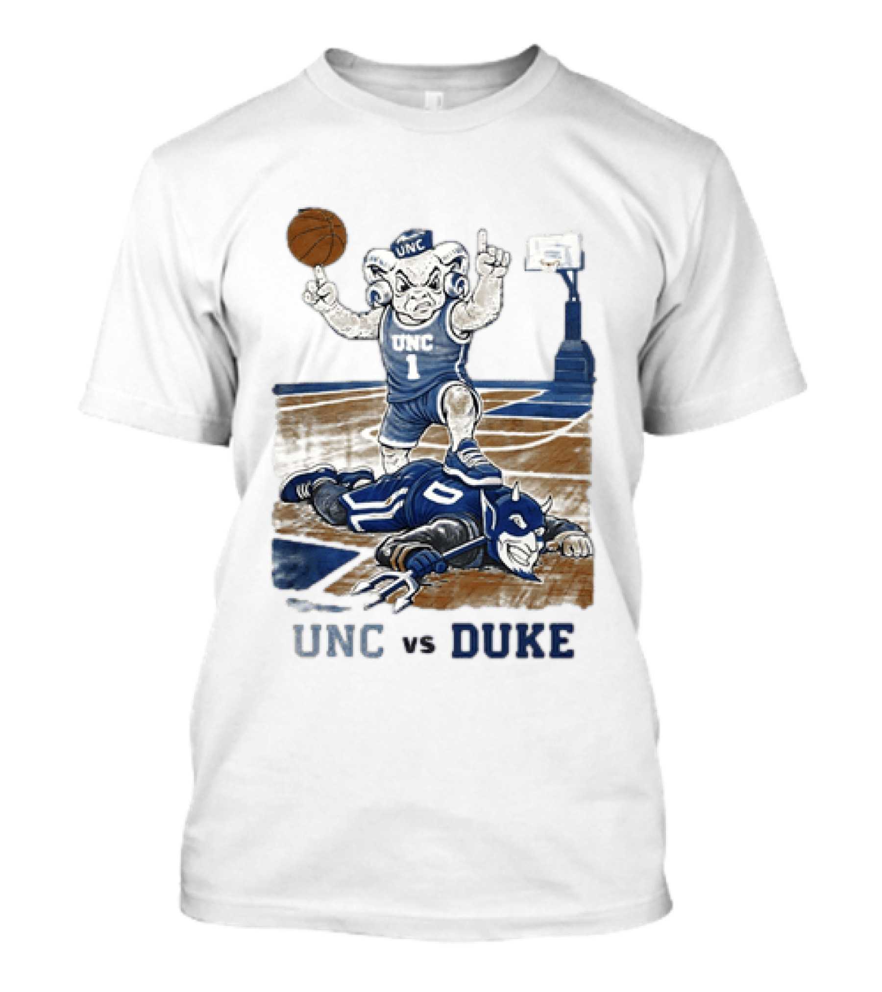 UNC Vs Duke Basketball Rivalry Game Mascot Showdown T-Shirt