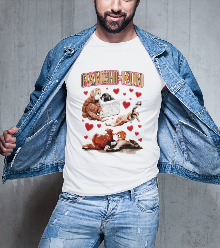 Panchi Kun Monkey Plush Love Hearts T-Shirt