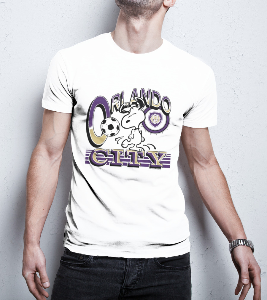 Peanuts Snoopy Orlando City Soccerball Logo Cartoon Collaboration T-Shirt