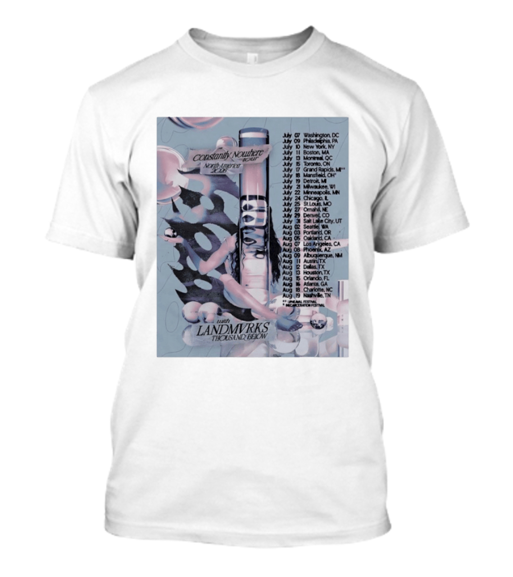 Poppy Constantly Nowhere Tour North America 2026 City Dates Landmvrks Thousand Below T-Shirt