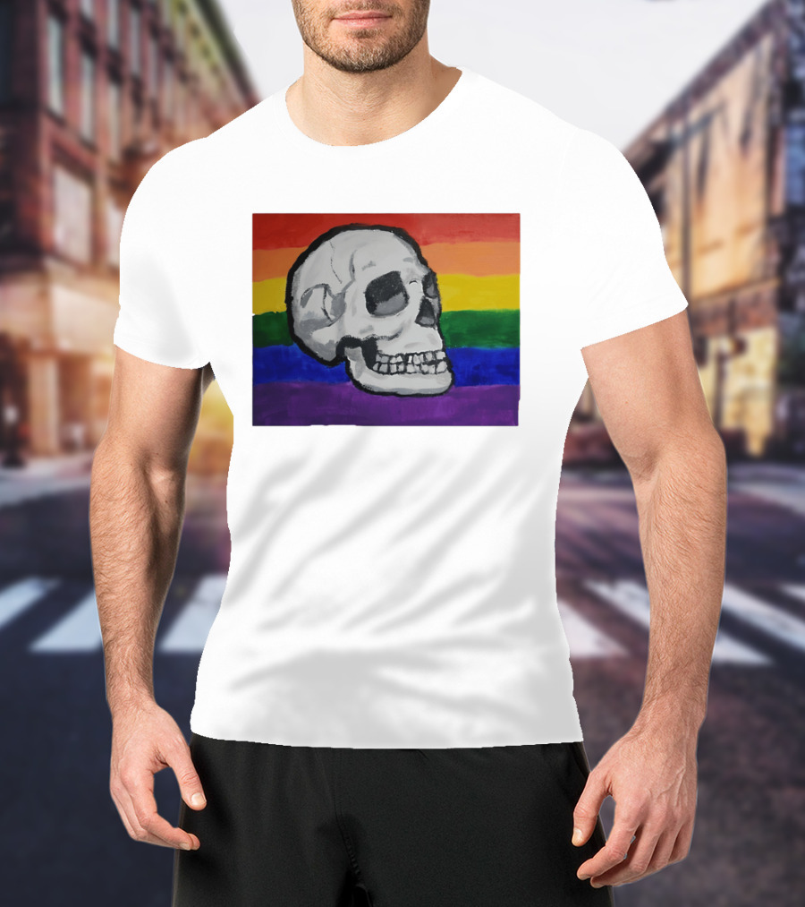 Pride Skull LGBT Rainbow Flag T-Shirt