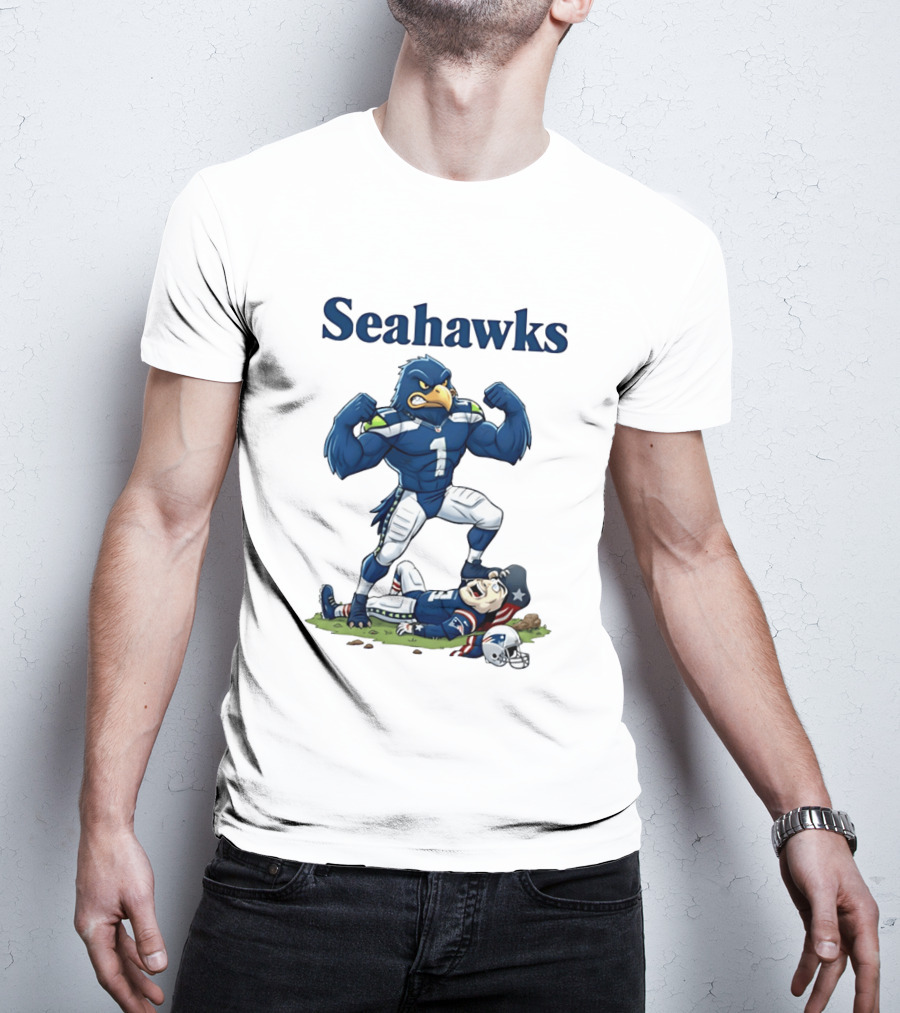 Seahawks Vs Patriots Rivalry Cartoon Victory T-Shirt