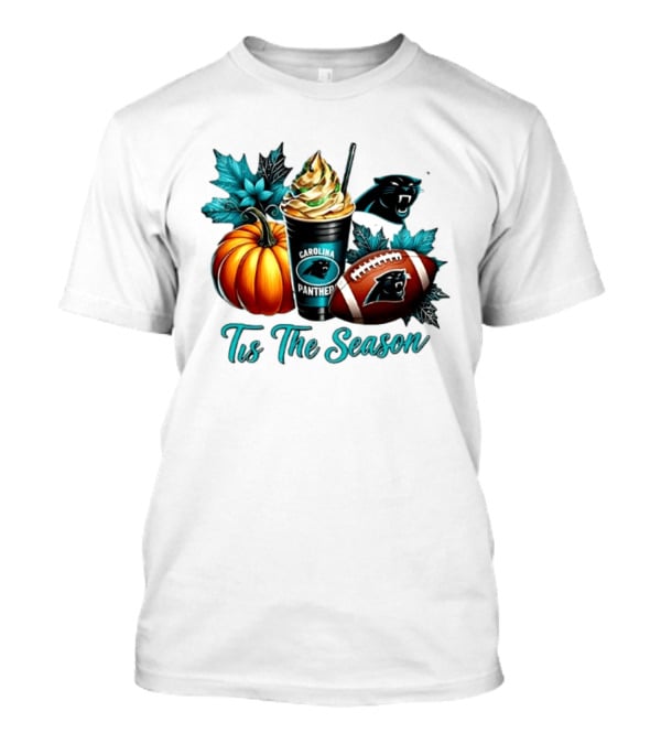 Tis The Season Carolina Panthers Halloween Football Pumpkin Latte T-Shirt
