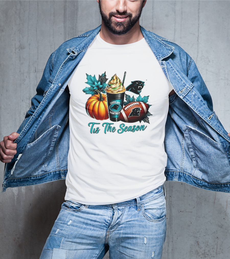 Tis The Season Carolina Panthers Halloween Football Pumpkin Latte T-Shirt