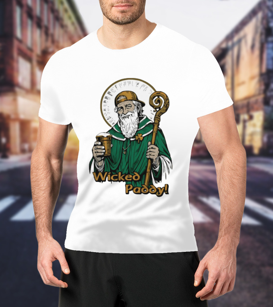 Wicked Paddy Saint Patrick Drinking Beer Iconic Irish T-Shirt